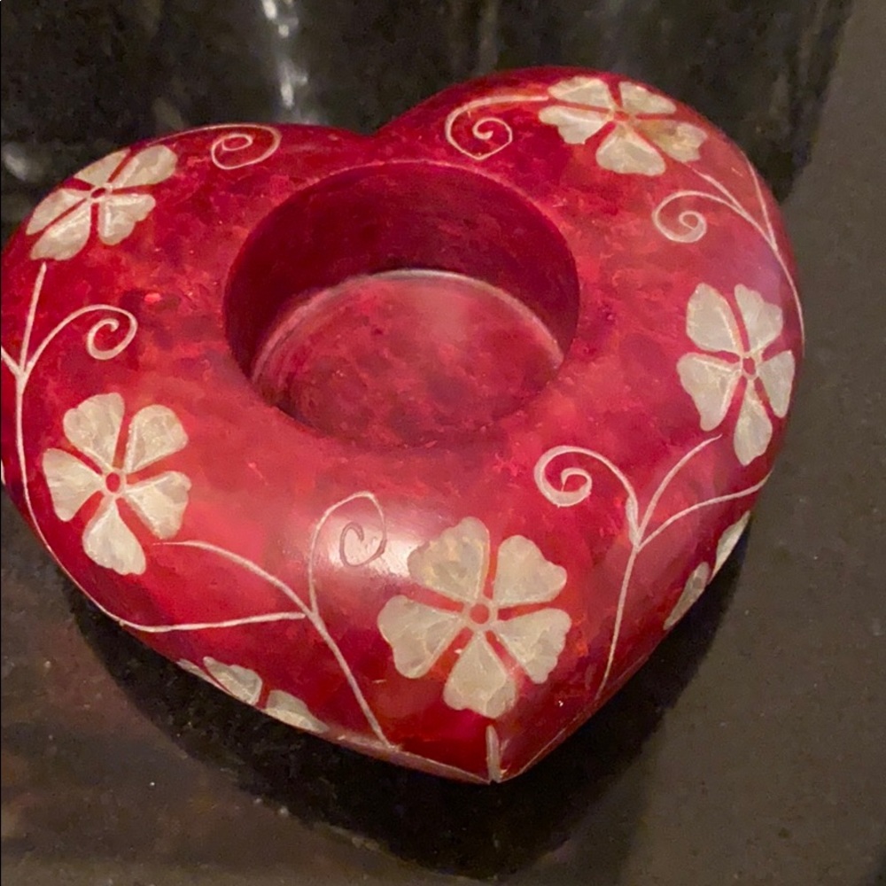 Red Soapstone candle holder ❤️